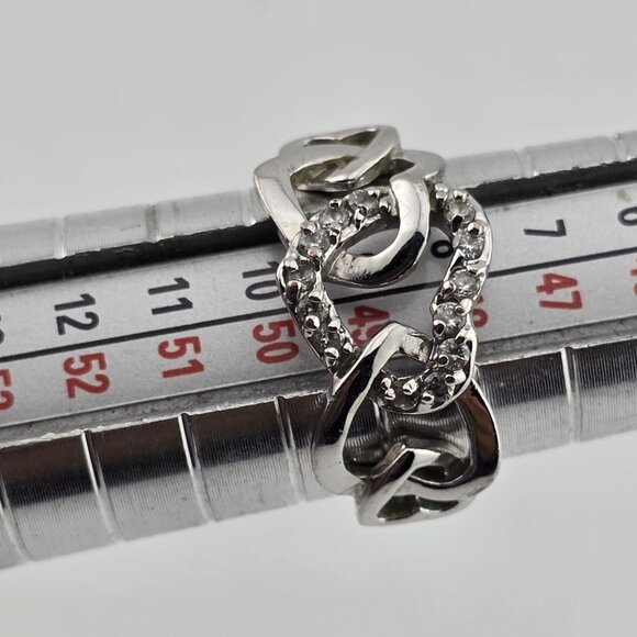 R.S. Covenant Silver Tone Clear Cubic Zirconia Heart Ring Size 5 - Picture 7 of 10
